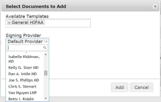 Updated Add Document Dialog Box